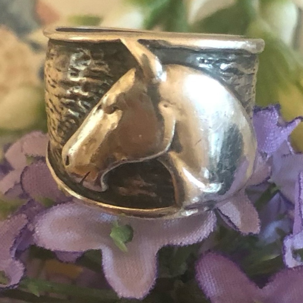 Rare Vintage Silpada Sterling Silver Equestrian Horse Head Ring R1460 Size 6 3/4